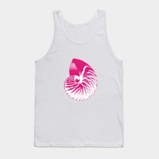 Nautilus Shell, Fuchsia Pink and White Tank Top